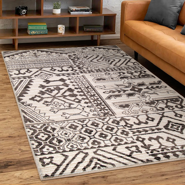 Foundry Select Tattnall Geometric White Stain Resistant Area Rug Wayfair